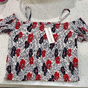 Janie and Jack Red and Blue Patterned Crop Top size 16